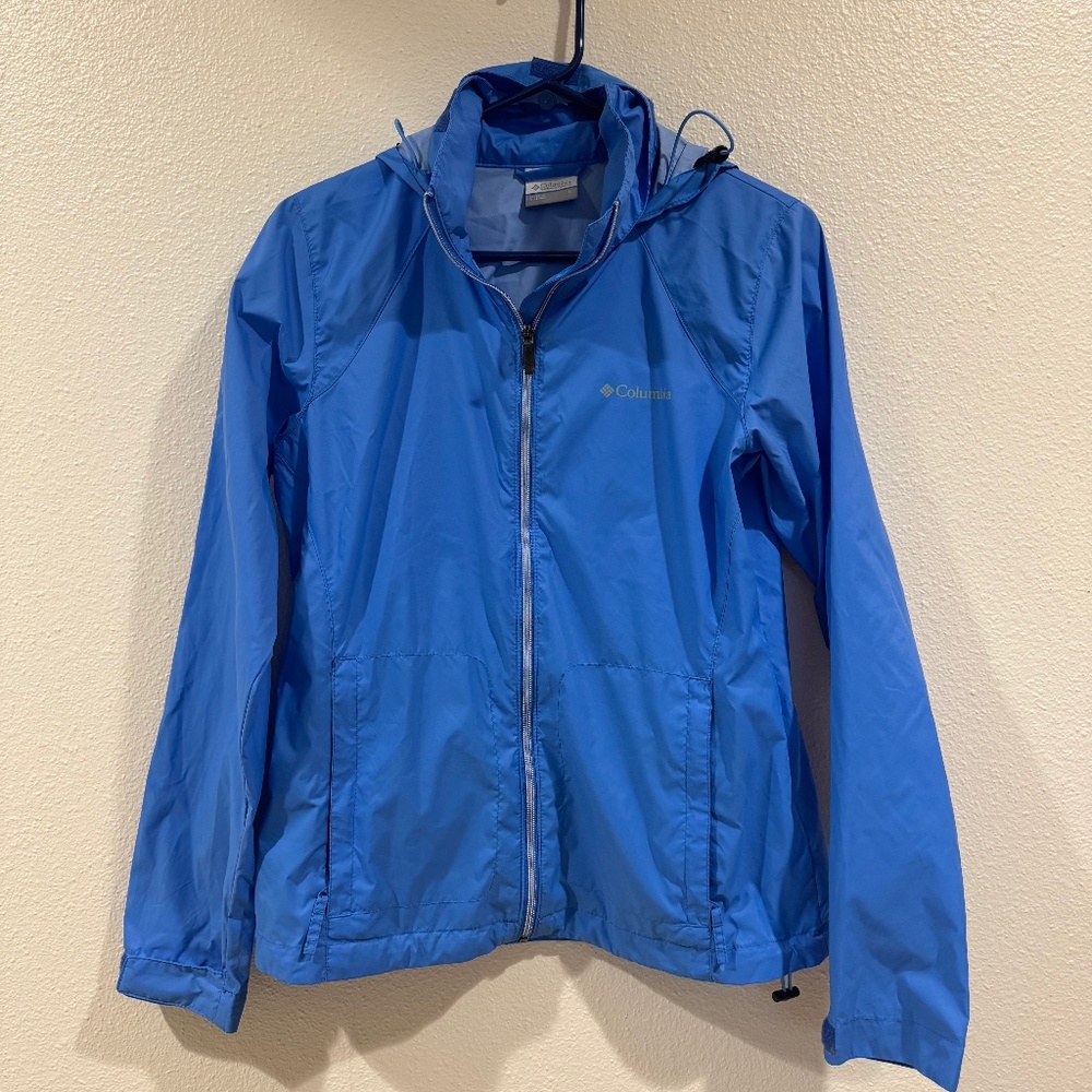 Columbia Switchback III Jacket Women's Small Harbor Blue Hooded Packable